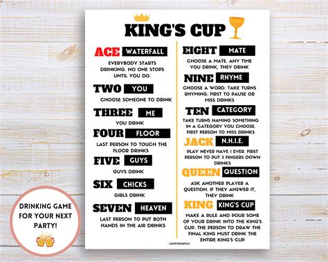Kings cup rulws